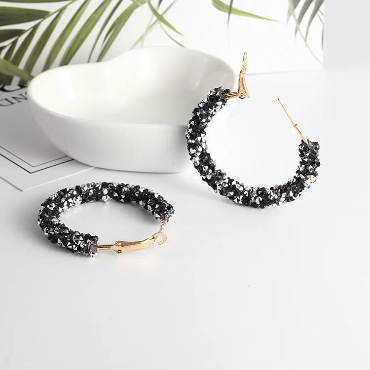 Женские большие круглые серьги-кольца массивные украшения в стиле панк под