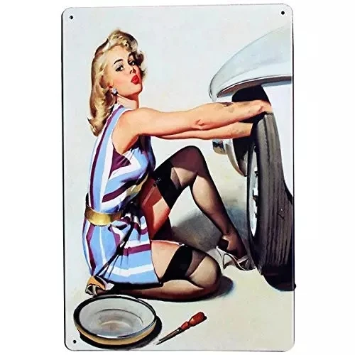 

Garage Shop Tire Service Metal Sign Vintage Iron Painting Wall Decor Car Garage Station Pin Up Girl Tin Sign Iron Poste