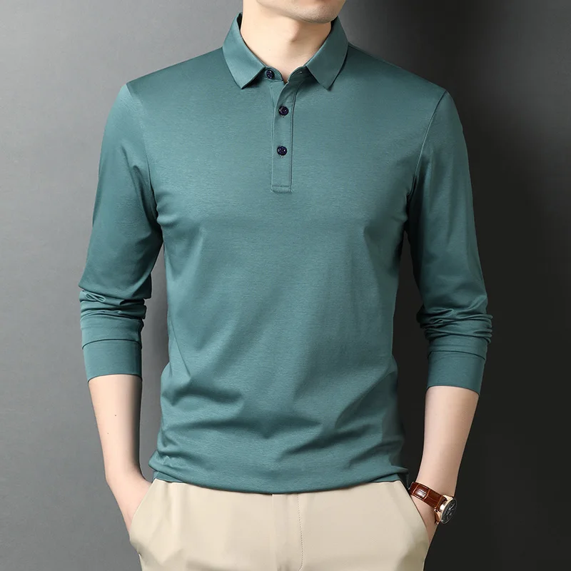 

2021 Male T shirts Men Lapel long-sleeved t shirt Man Tops Tees 17121