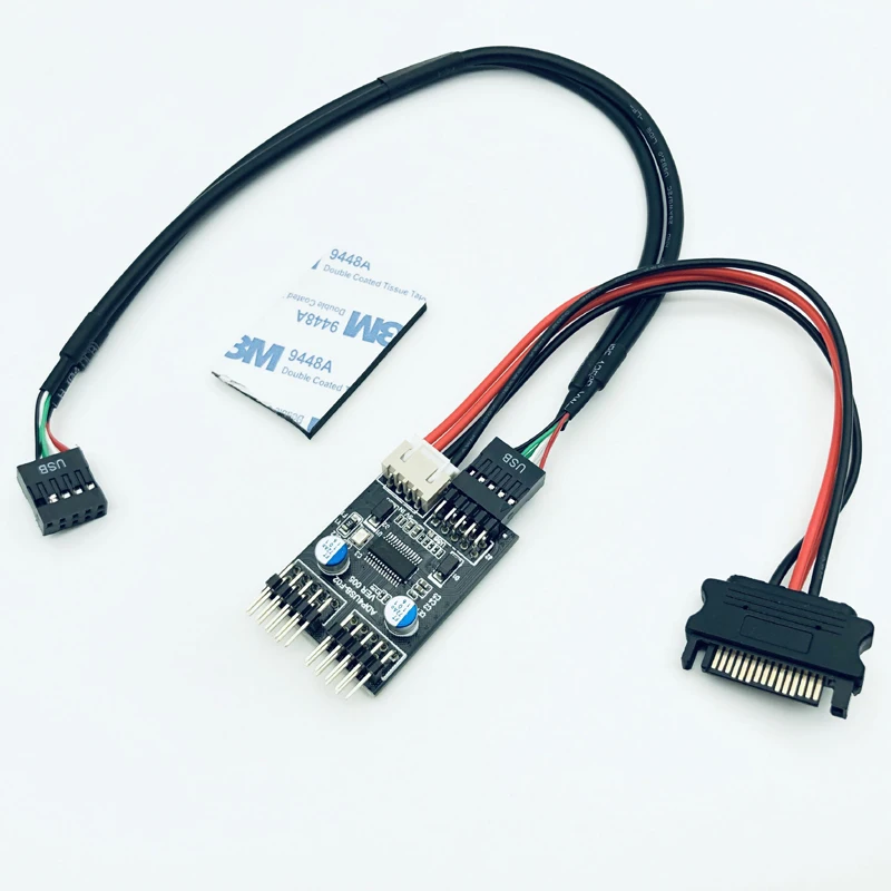 9Pin USB коннектор 1-2 плата для карт Настольный 9-Pin usb-хаб USB2.0 адаптер 30 см кабель + SATA