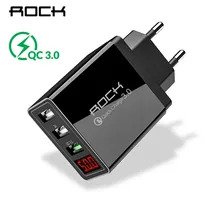 ROCK Quick Charge 3,0 зарядное устройство для телефона USB 30 Вт QC3.0 светодиодный светильник дисплей QC Turbo Быстрая зарядка для iPhone Xiaomi Mi 9 huawei P30 Pro ROCK Quick Charge 3,0 зарядное устройство для телефона USB 30 Вт QC3.0 светодиодный светильник дисплей QC Turbo Быстрая зарядка для iPhone Xiaomi Mi 9 huawei P30 Pro