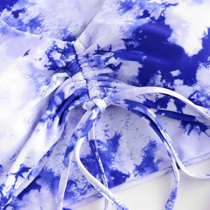 

3 Pieces Bikini Halter Women Swimwear 2020 Tie Dye Swimsuit Micro Bikini Thong Bathing Suit for Women String Swim Suit Bikini