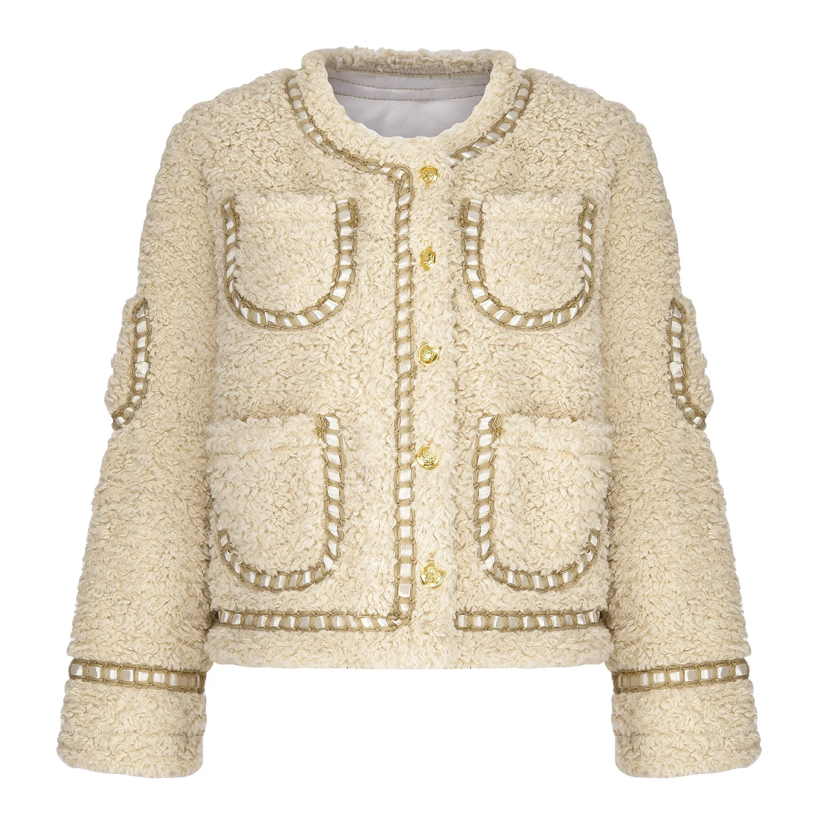 

JAYCOST Fashion Lamb Wool Autumn Winter Coat Women Jacket Fleece Shaggy Warm Cropped Jackets Overcoat Single Breasted Outwear