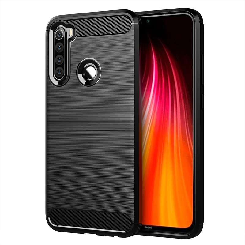 Чехол для Xiaomi Redmi Note 8T матовый мягкий силиконовый бампер из углеродного волокна