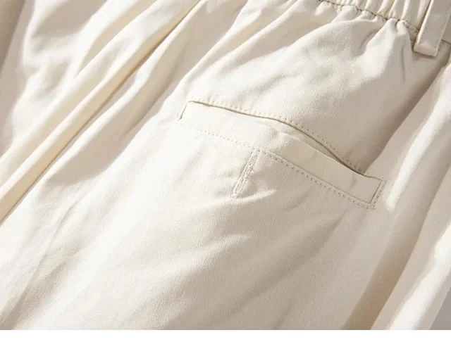 

Women Ankle-length Pants Simple High Waist Zipper Pockets Female Clothes Lady Trousers