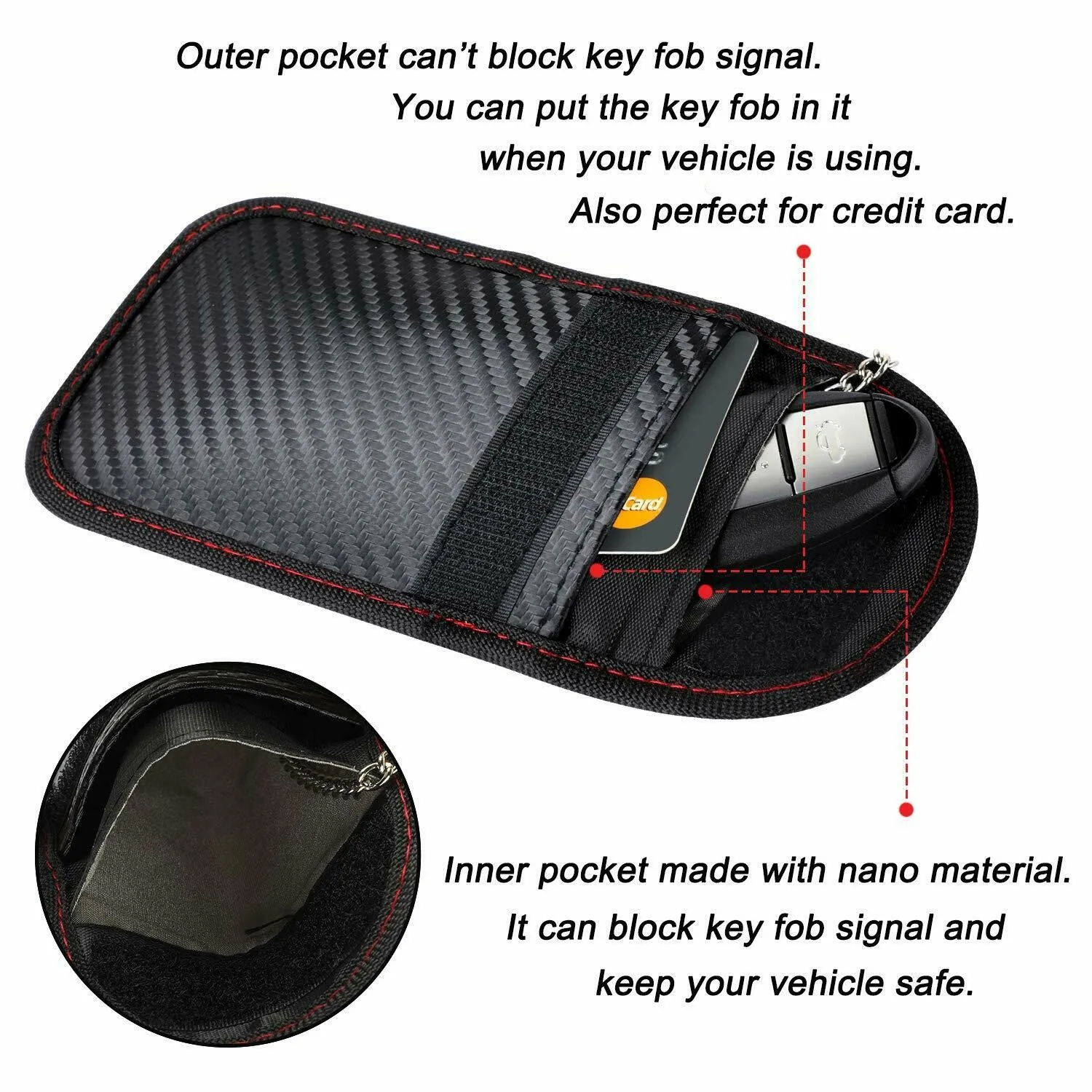 

2pcs Car Key Case Blocking Bag Cage Fob Keyless Pouch RFID Signal Blocker