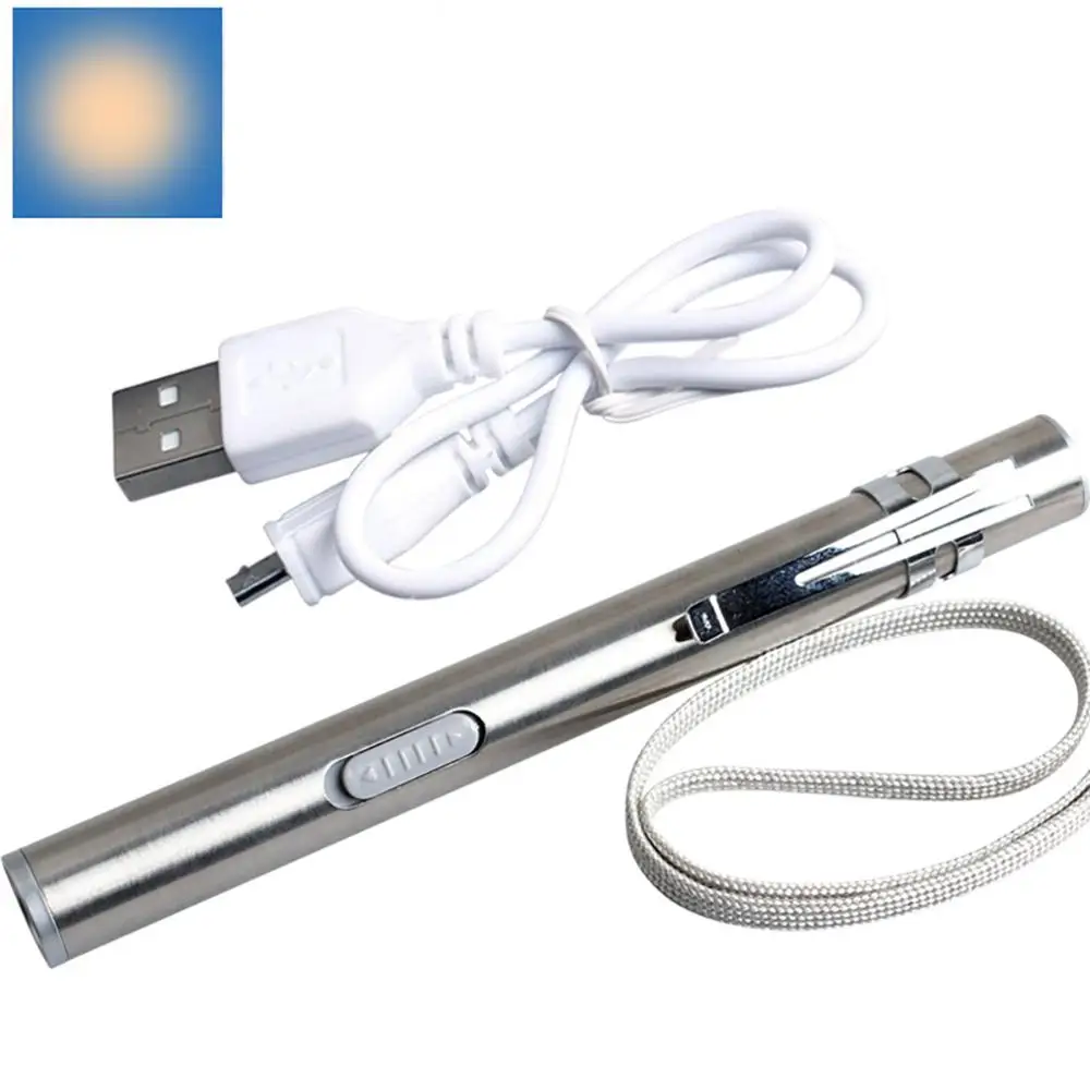 Портативный Non slip USB мини перезаряжаемый фонарик Нержавеющая сталь сильный