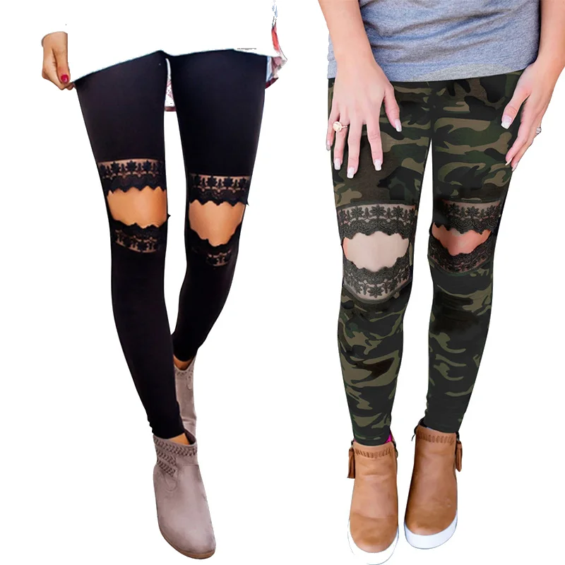 

Floral Hollow Out Printed Skinny Designed Tights Woman Leggings