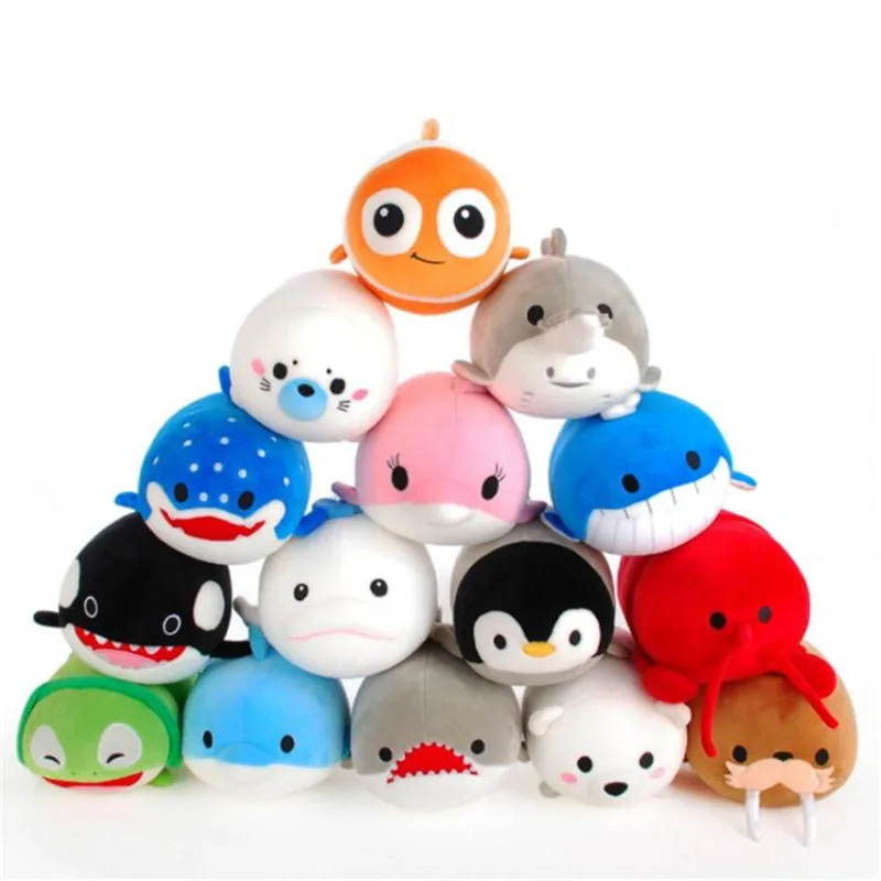 Милые дельфины пломбы киллер Кит акулы плюшевые игрушки Океанский сплав частицы