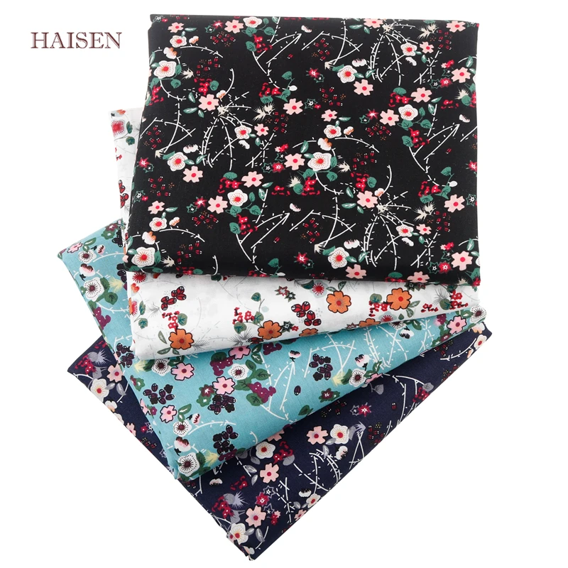 Haisen однотонная Поплиновая хлопчатобумажная ткань с цветочным принтом сделай сам