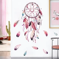 pink feather dreamcatcher wall stickers home decor living room lucky feather dream for baby bedroom girl room murals decals