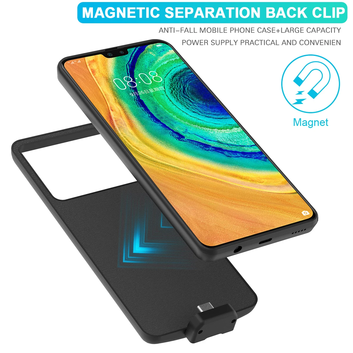 Для huawei mate 30 Pro Чехол для аккумулятора 7000 мАч съемный магнитный Резервный банк зарядное устройство чехол для huawei mate 30 30 Pro Чехол