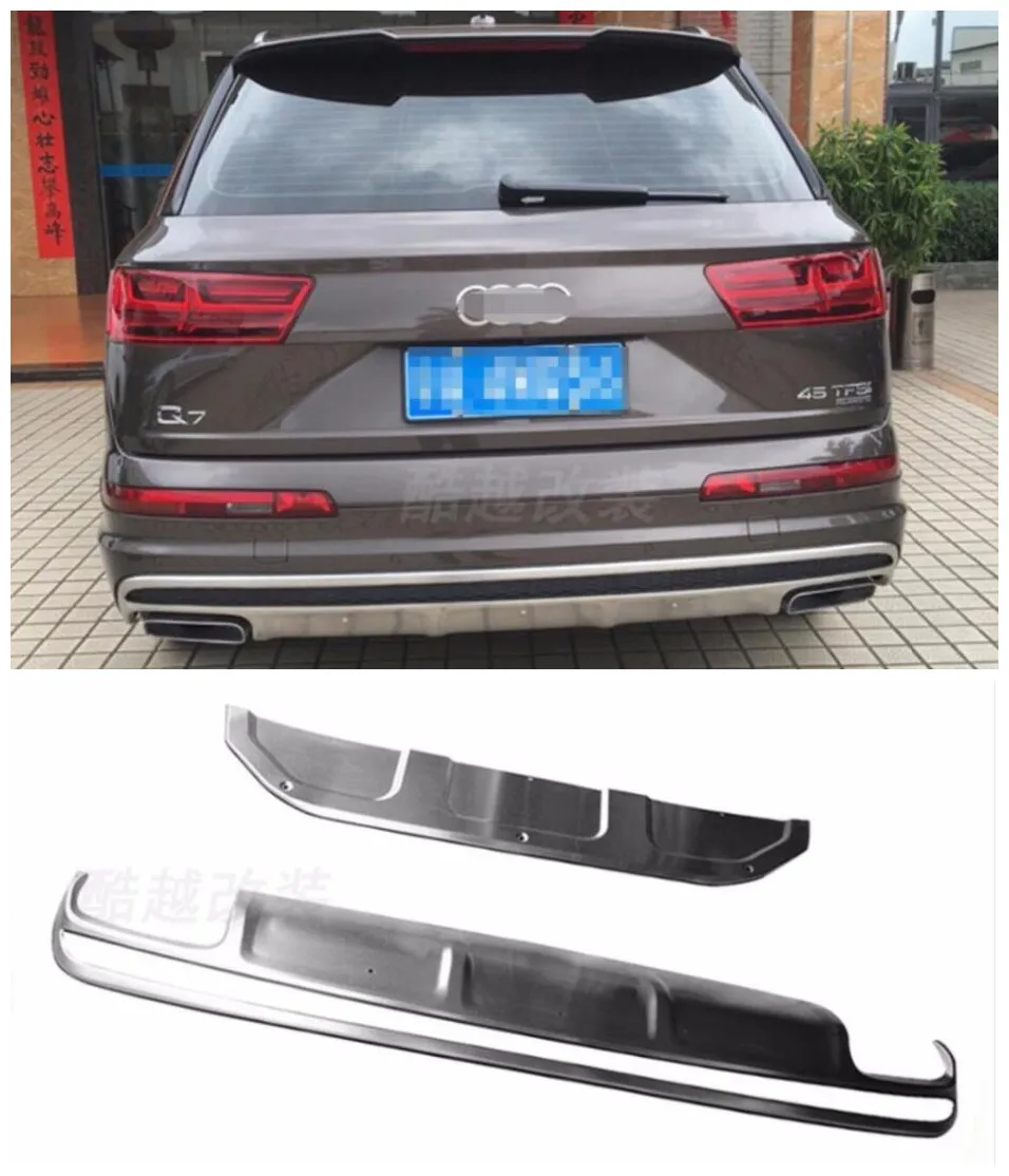 

Stainless steel Car Front Rear Bumper Protector Guard Plate Fits For Audi Q7 2010 2011 2012 2013 2014 2015 2016 2017 2018