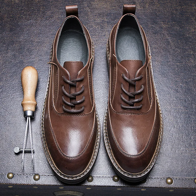 

Мужская деловая обувь, из натуральной кожи, в стиле ретро, на весну-осень