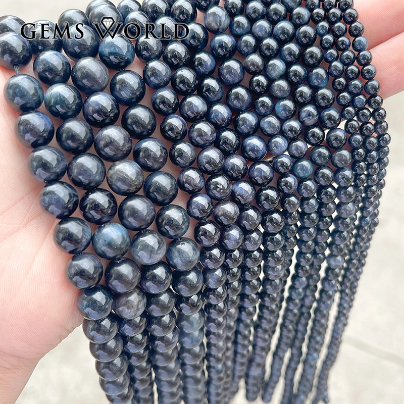 

Wholesale AAA+ Natural Dark Blue Tiger Eye Stone Beads For Jewelry Making DIY Bracelet Necklace Men Women 4/6/8/10/12MM 15"