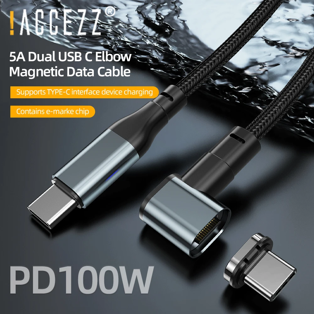 

!ACCEZZ 2 in 1 100W PD Magnetic Cable Type C to Type-C Cord Data Sync Fast Charging Cable Magnet Charger for MacBook Pro Samsung