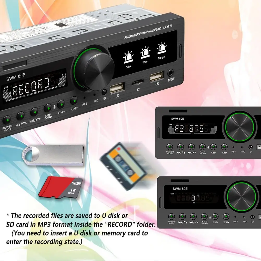 12V 1 Din Car Radio FM AM SWM-80E In-dash Stereo Audio MP3 Player Head Unit Bluetooth Handsfree With Alcohol Testing | Автомобили и