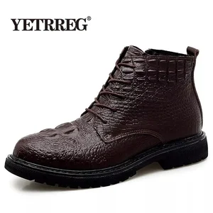 Мужские ботинки на меху, коричневые ботильоны из натуральной кожи, теплые плюшевые ботинки челси, Осень-зима 2019