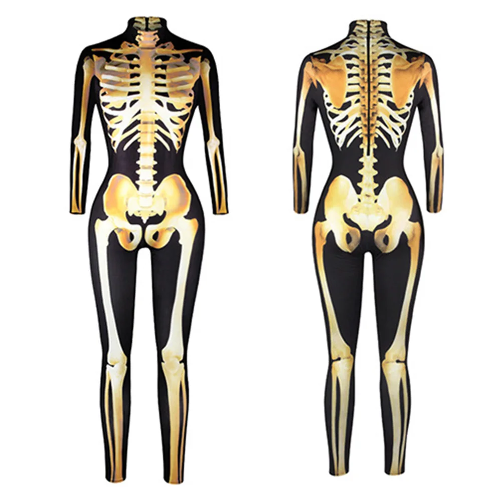 

Women Halloween Long Sleeve Scary Skeleton Print Jumpsuit Bodycon Party Costume