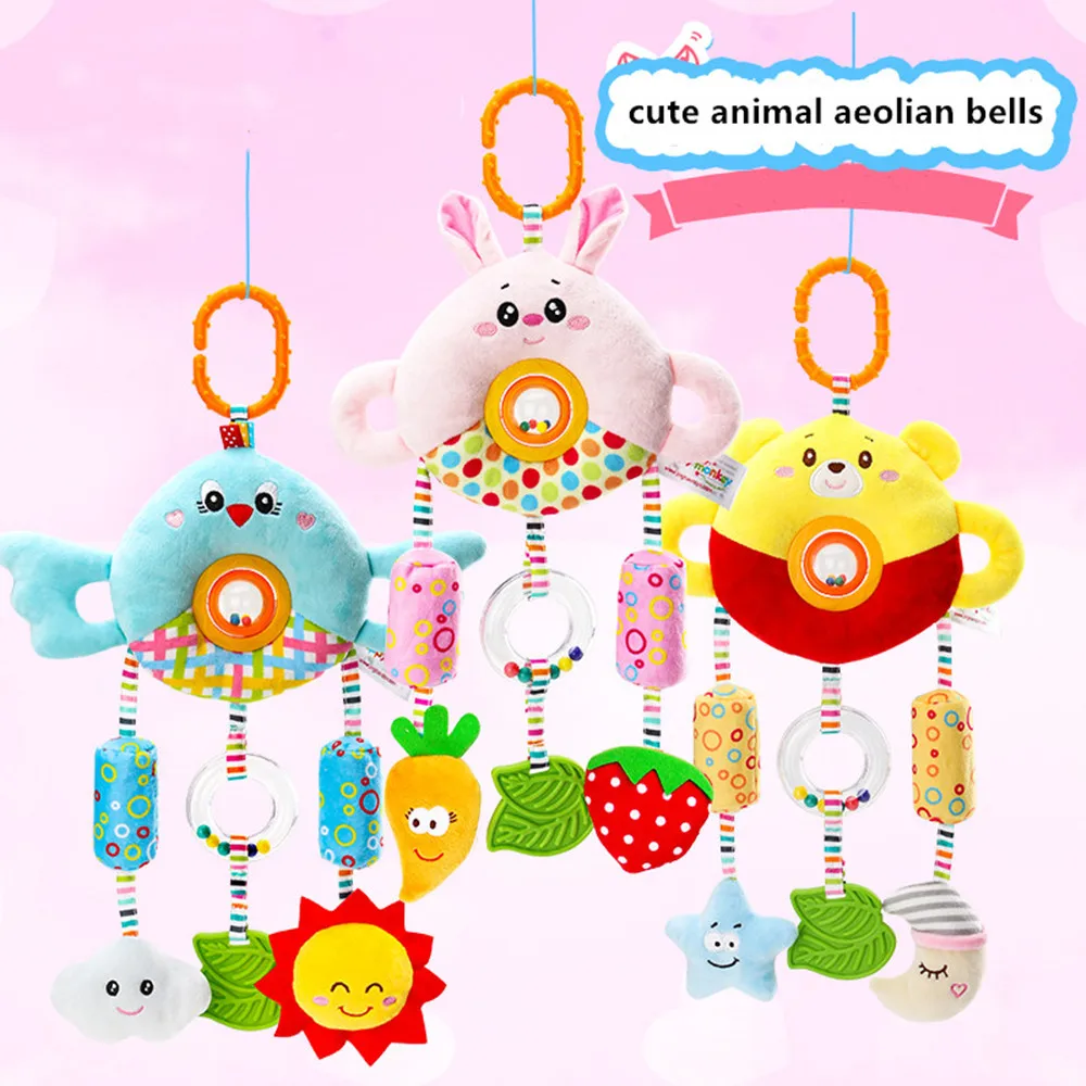 Мобиль для детской кроватки детские плюшевые игрушки с прорезывателем пищалка