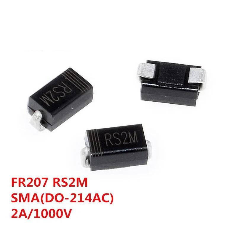 100 шт. с выпрямительным диодом 1N4001 M1 1N4004 M4 1N4007 M7 FR107 RS1M SMA FR207 RS2M HER108 US1M SF18 ES1J SF14 ES1D