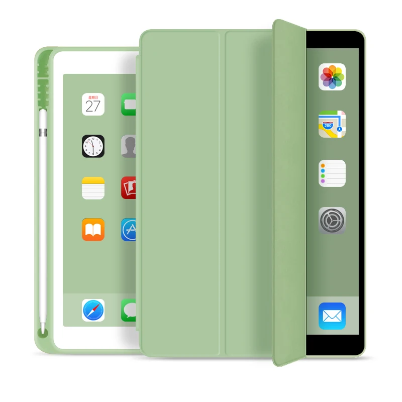Чехол для нового iPad 9,7 дюйма чехол с карандашом, тонкий трехслойный смарт-чехол из искусственной кожи с функцией пробуждения и сна