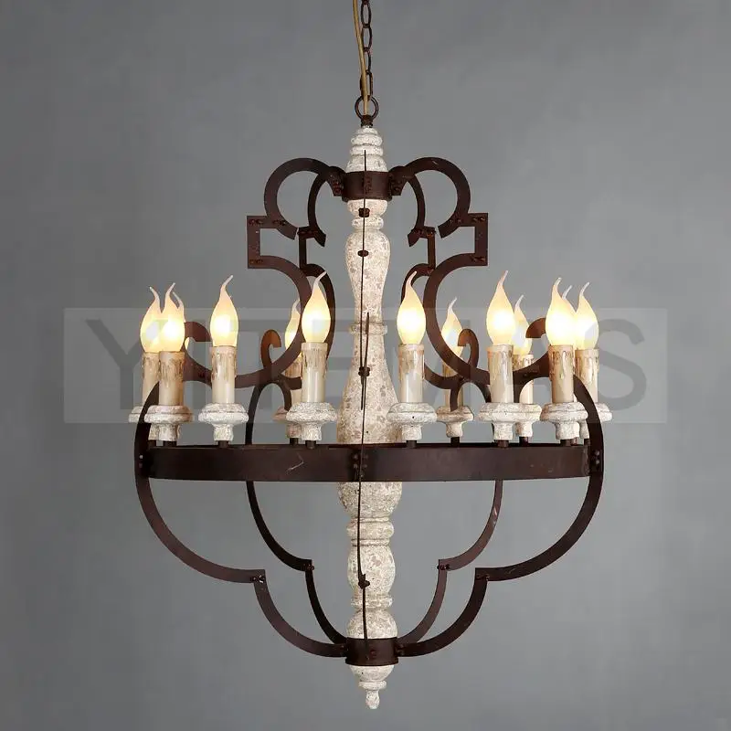 Винтажная твердая деревянная люстра антикварная деревенская железная
