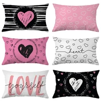 black white pink decorative pillow cases love heart print throw pillows for living room home bed sofa cushion covers 30x50cm