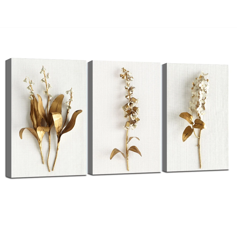 

Настенная картина с металлическими цветами в рамке, декор в скандинавском стиле, домашний постер, минимализм, Современная Картина на холсте...