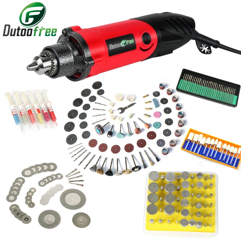 240W Mini Electric Drill Variable Speed Grinder Grinding Machine with Engraving Accessories for Dremel Rotary Tool 0.6~6.5mm economical rotator mx rl e used with rotisserie accessories variable speed 0 80 rpm come with accessory cat no 18900327 8 9