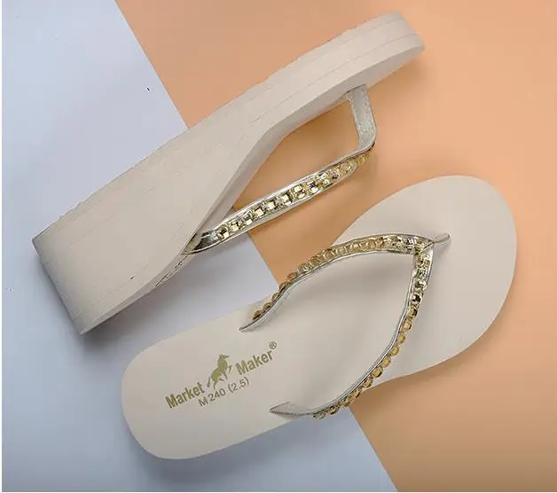 Шлепанцы на высоком каблуке женские летние Нескользящие с толстой