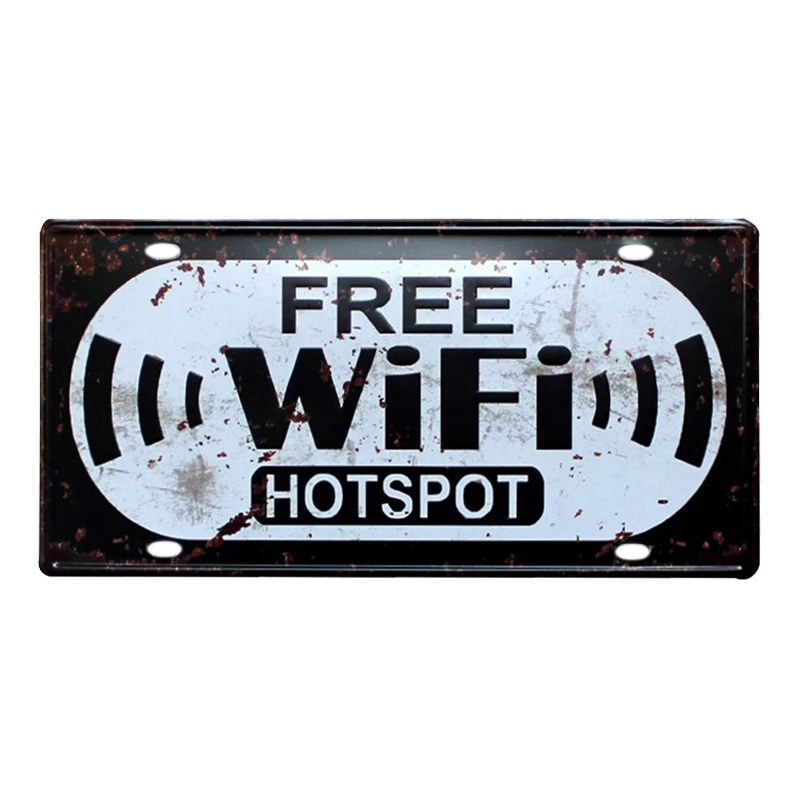 Предупреждение ющие знаки с бесплатным Wi-Fi Классический потертый металлический