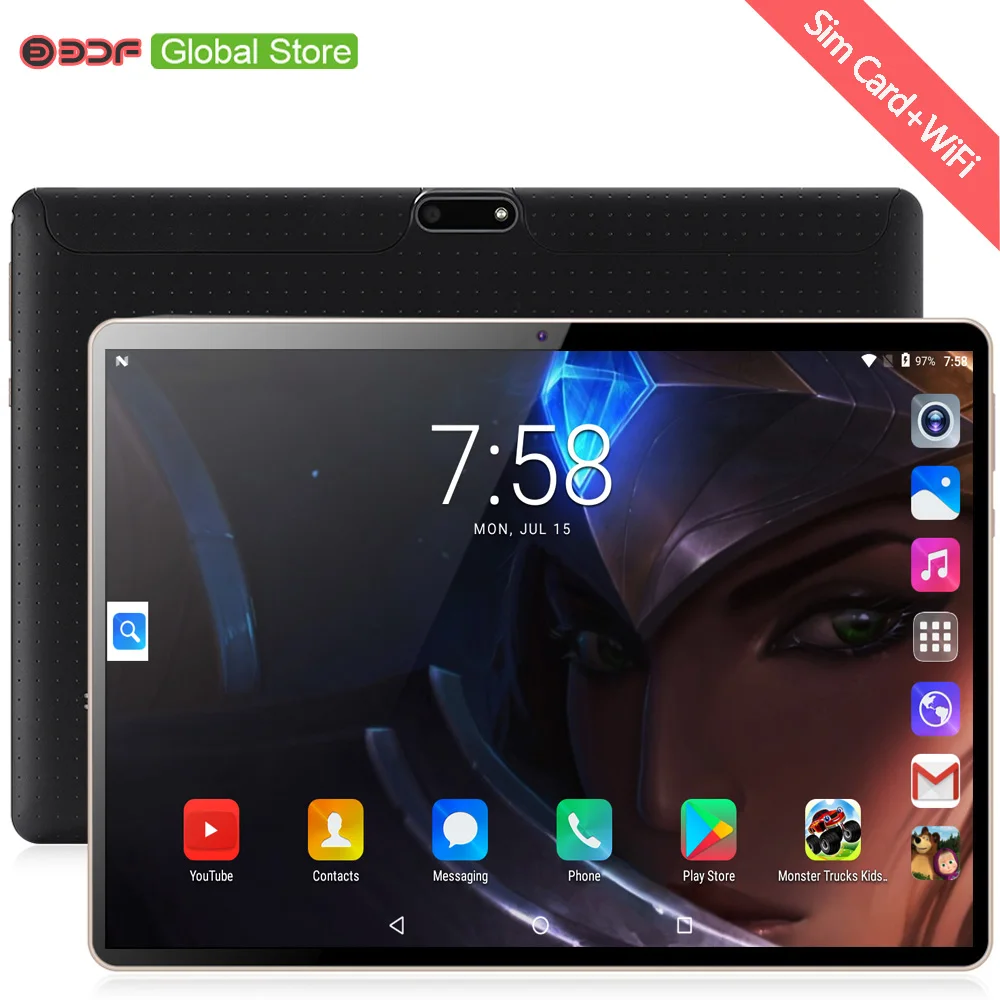 Планшетный ПК классического дизайна 10 дюймов Android 7 0 четыре ядра 3G 2G две карты Wi Fi