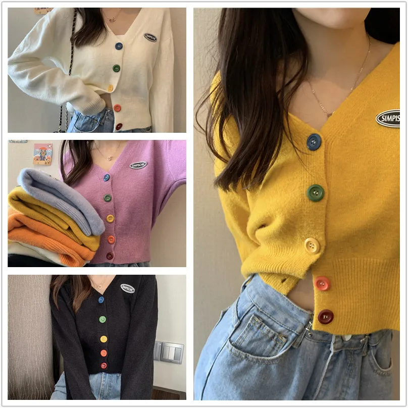 

Женский однобортный Кардиган с V-образным вырезом, 6 цветов