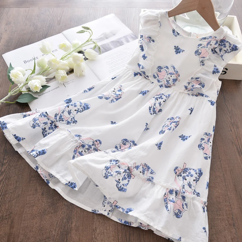 

Keelorn/платье на каждый день для девочек 2021 лето с картинками из мультфильмов для мальчиков, вечерние платья без рукавов из хлопчатобумажной т...