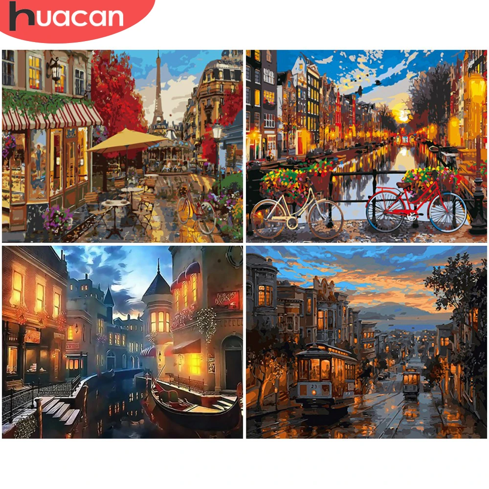 

HUACAN DIY Town Landscape Pictures By Number Kits Home Decor Painting By Numbers Venice Drawing On Canvas HandPainted Art Gift