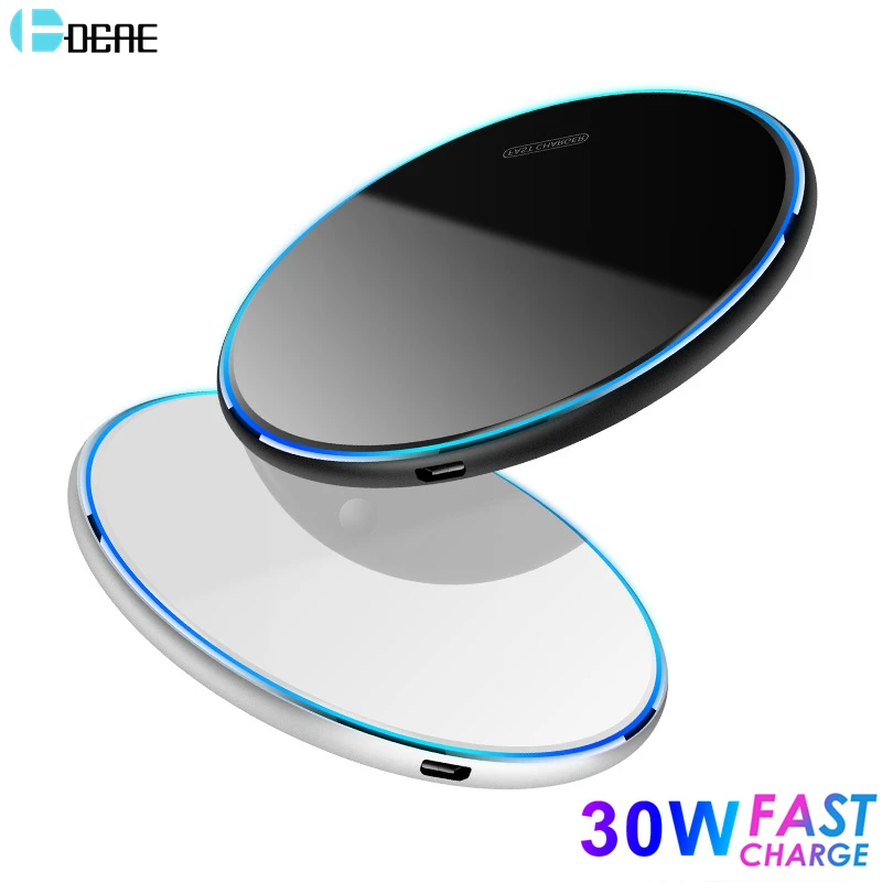 30W Fast Wireless Charger For iPhone 12 11 XS Max XR X 8 Airpods Pro Induction Qi Charging Pad For Samsung S21 S20 S10 Note 20