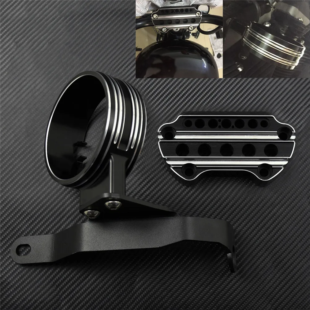 Buy Motorcycle CNC Instrument Bracket Side Speedometer Relocation Housing Mount Black For Harley Sportster XL 883 2004-2020 on