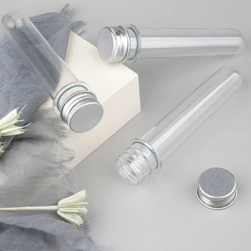 

10pcs Lab 40ml PET Test Tube Bottle Transparent Cylindrical Plastic Refillable Bottle For Mask Candy Data Line