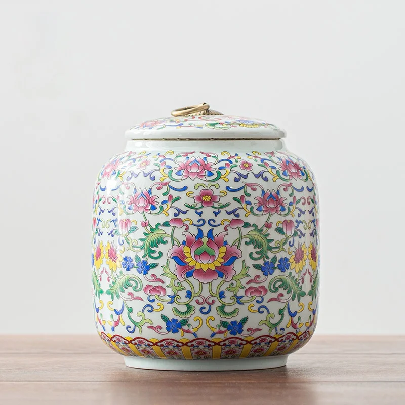 

Handmade Ceramic Tea Box Gift Chinese Large Vintage Tea Coffee Sugar Storage Jars Seal Tea Box Colorful Caja De Te Teaware 50