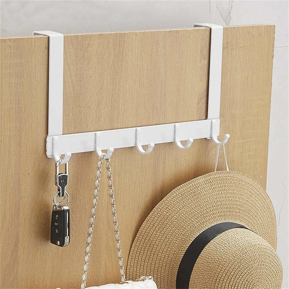 

Punch-free Hooks Over The Door 5 Hooks Hangers Home Bathroom Organizer Rack Clothes Coat Towel Hanger Save Space Wall Mount Hook