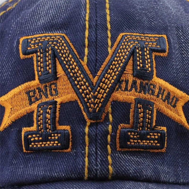 

Spring and autumn letter M washed embroidery cowboy baseball cap men women distressed outdoor sport casual shade snapback hat