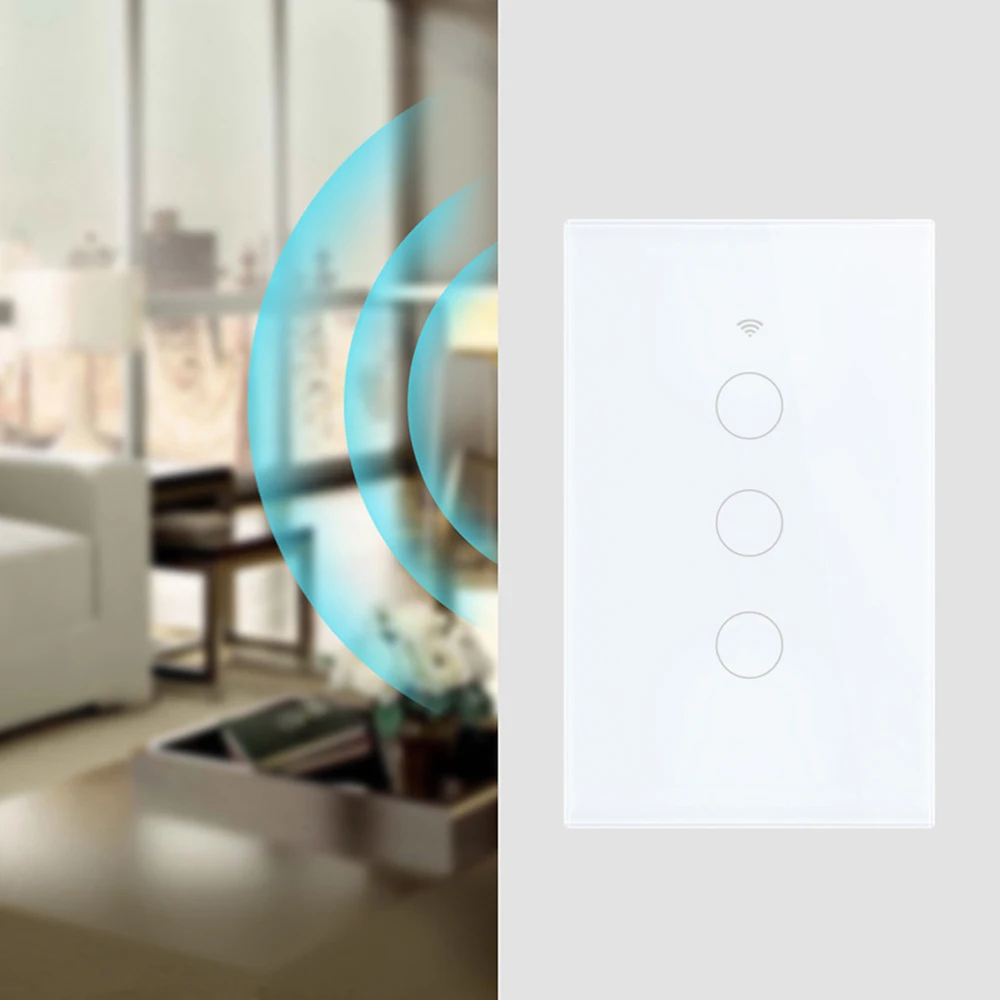 

Smart Switch 1-3Gang US Standard WiFi & RF 120 Type Smart Wall Touch Light Switch Smart Home Automation Module Remote Control