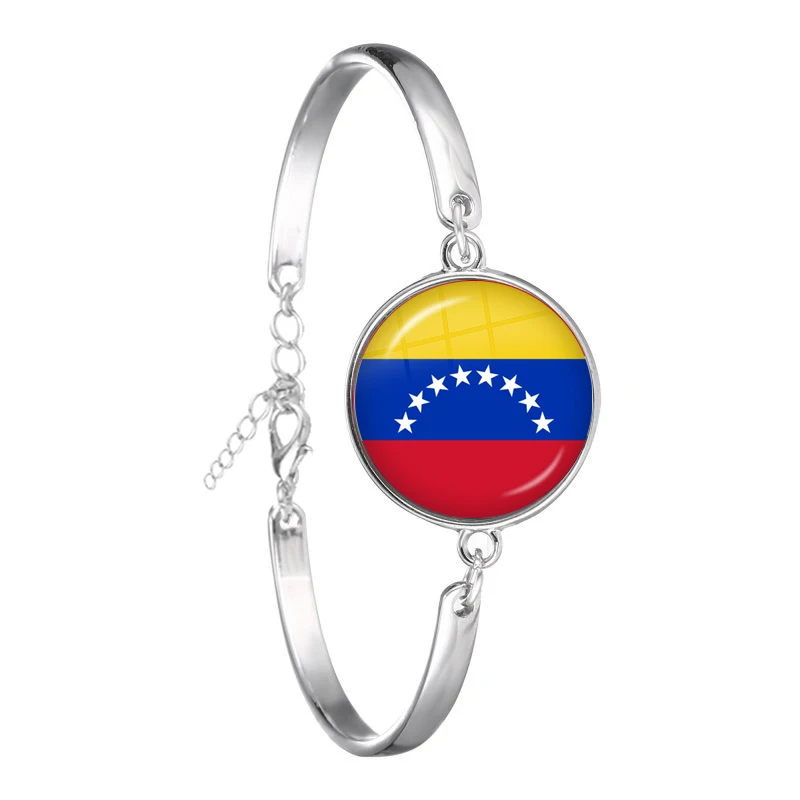 Soviet Union Brazil Canada Netherlands Israel Syria Venezuela United States Spain National Flag Glass Cabochon Chain Bracelet | Украшения и