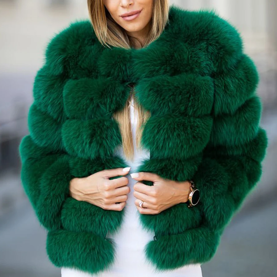 

Real Fur Jacket Coat Women Winter Warm Thick Fur Overcoat Pretty Girl Outwear 2021 New Arrival