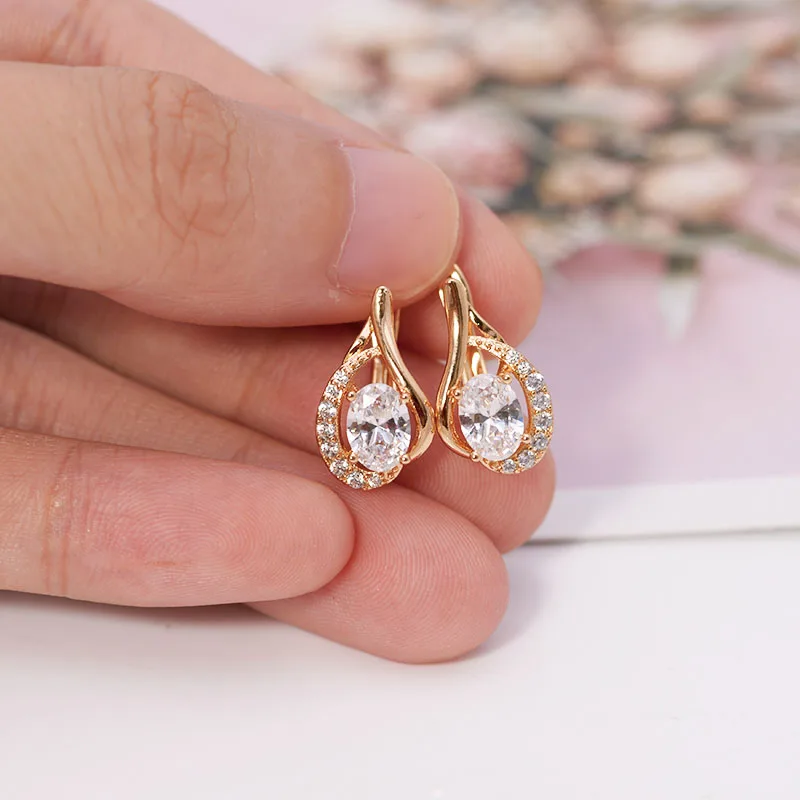 MxGxFam Золото Цвет 18 k новое кольцо с цирконами Серьги для женщин модные ювелирные изделия AAA+ без никеля