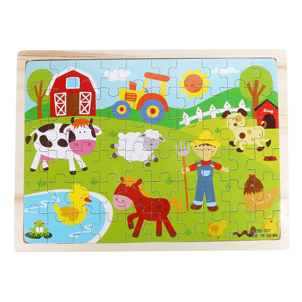 Деревянные пазлы игрушки Мультяшные животные развивающие для детей изысканная