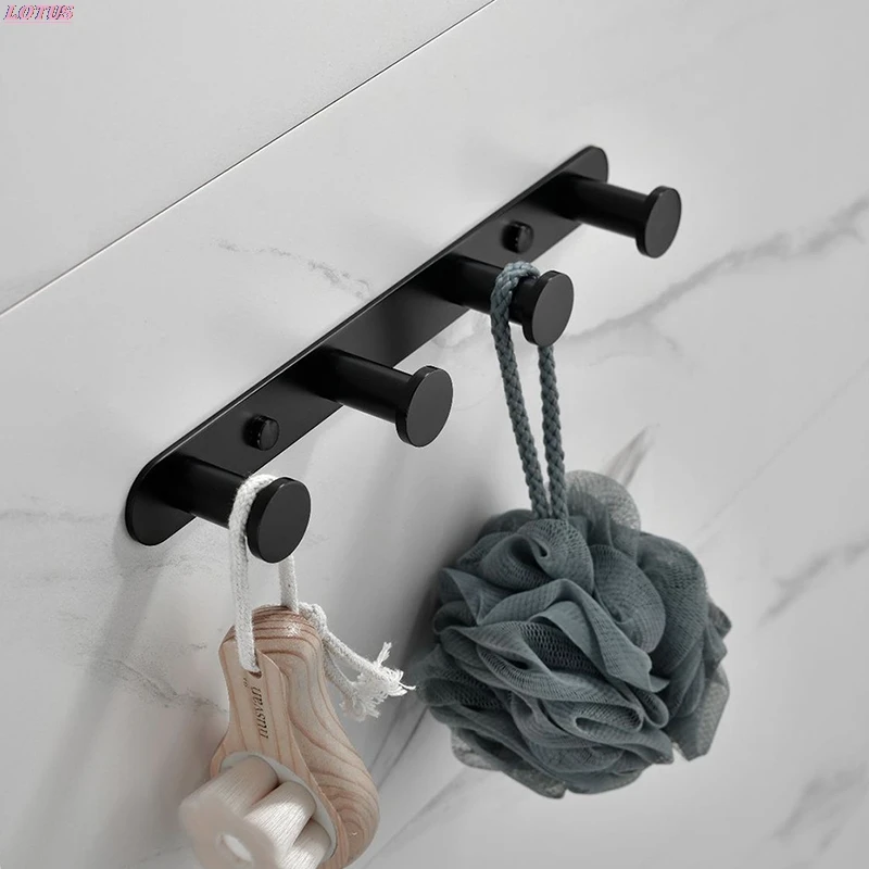 

T Matte Black Bathroom Robe Hooks Heavy Duty Towel Hanger Wall Mount Clothes Coat Holder Rack Accessories for Bathroom