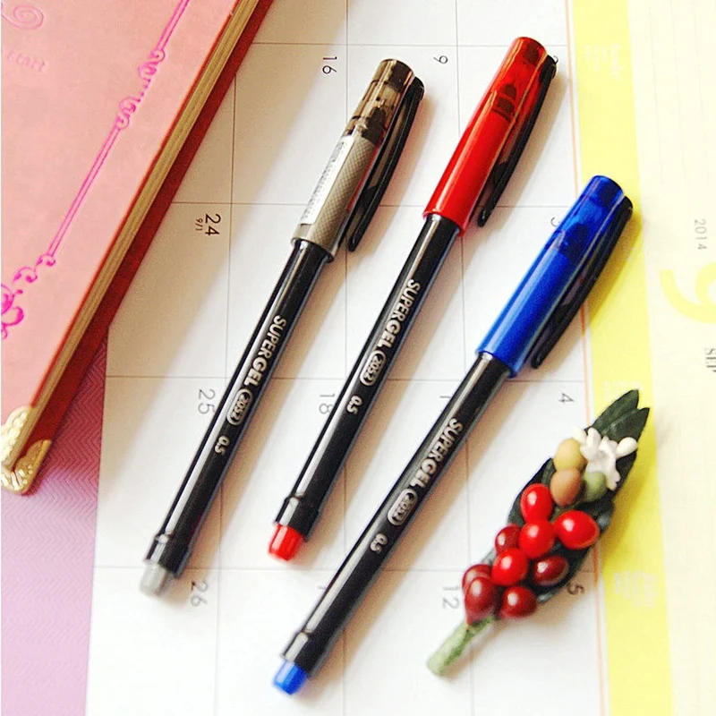 

3pcs office gel pen 0.5mm ballpoint Blue black red color refill Student School pens Stationery supplies lapices gel EB208