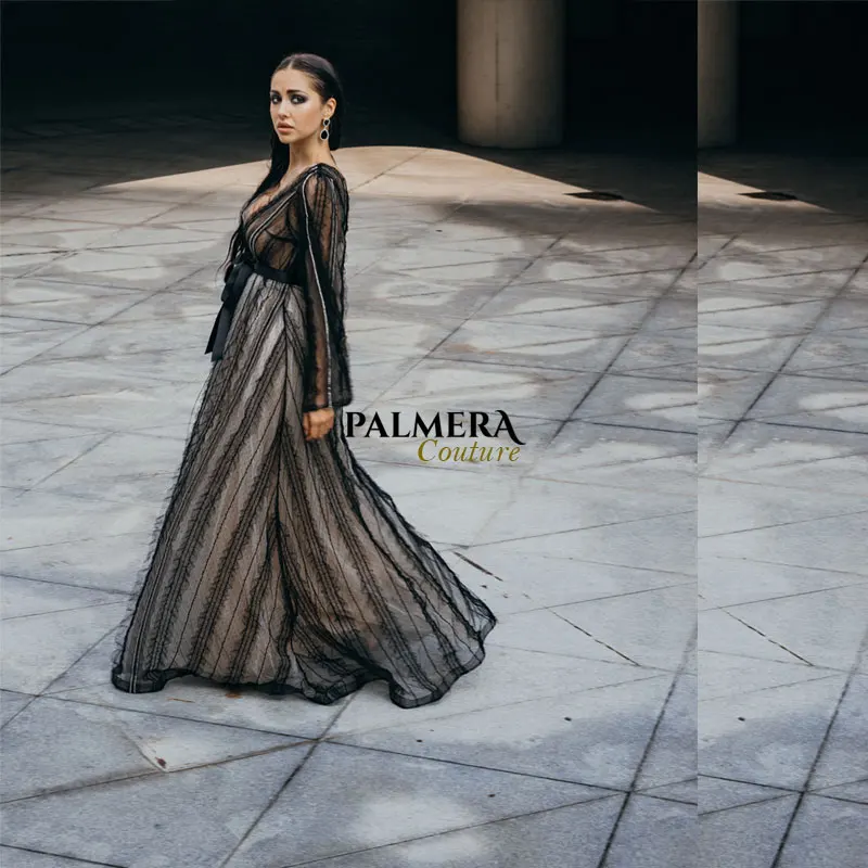 V образный вырез длинное платье сексуальное с длинным рукавом вечернее длиной до